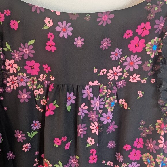 Kate Spade Bora Flora Long Sleevel Floral Top Blouse Size Large - Picture 13 of 14